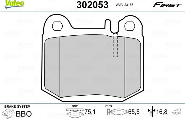 Valeo 302053 - Комплект спирачно феродо, дискови спирачки vvparts.bg