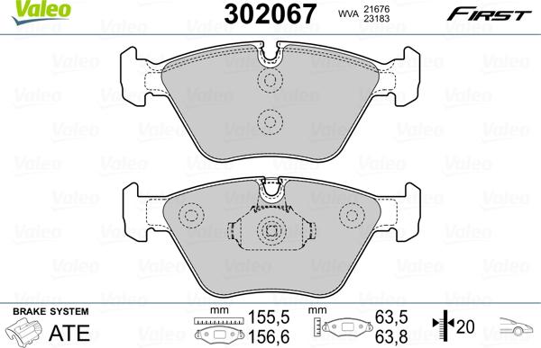 Valeo 302067 - Комплект спирачно феродо, дискови спирачки vvparts.bg