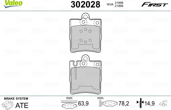 Valeo 302028 - Комплект спирачно феродо, дискови спирачки vvparts.bg