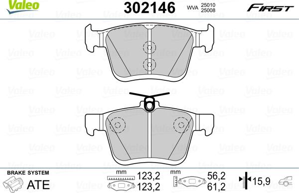 Valeo 302146 - Комплект спирачно феродо, дискови спирачки vvparts.bg