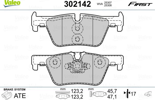 Valeo 302142 - Комплект спирачно феродо, дискови спирачки vvparts.bg