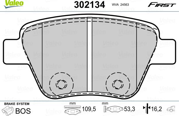 Valeo 302134 - Комплект спирачно феродо, дискови спирачки vvparts.bg