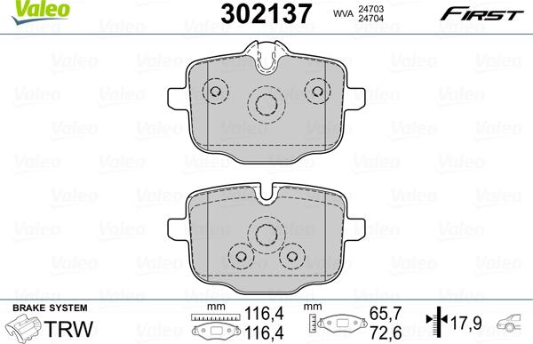 Valeo 302137 - Комплект спирачно феродо, дискови спирачки vvparts.bg