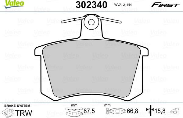 Valeo 302340 - Комплект спирачно феродо, дискови спирачки vvparts.bg