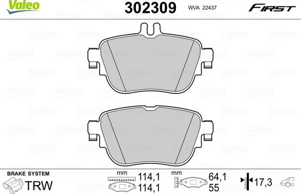 Valeo 302309 - Комплект спирачно феродо, дискови спирачки vvparts.bg