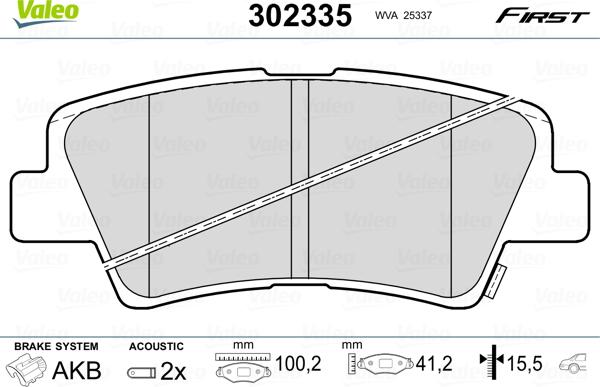 Valeo 302335 - Комплект спирачно феродо, дискови спирачки vvparts.bg