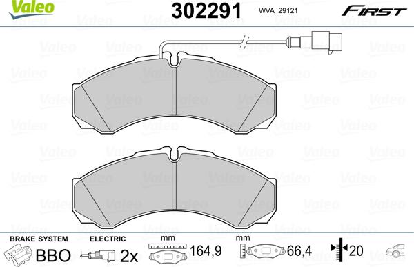 Valeo 302291 - Комплект спирачно феродо, дискови спирачки vvparts.bg