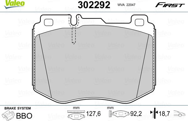 Valeo 302292 - Комплект спирачно феродо, дискови спирачки vvparts.bg