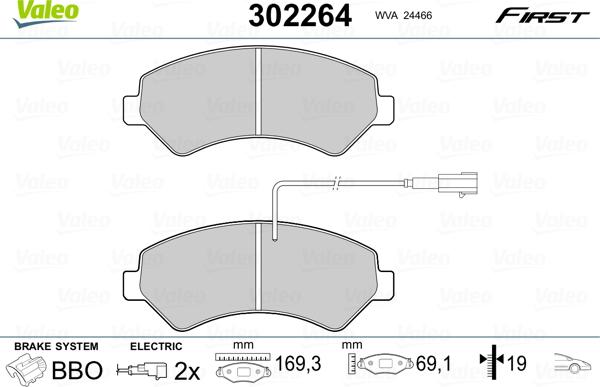 Valeo 302264 - Комплект спирачно феродо, дискови спирачки vvparts.bg