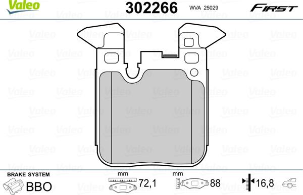 Valeo 302266 - Комплект спирачно феродо, дискови спирачки vvparts.bg