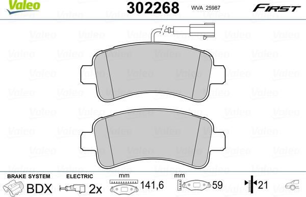 Valeo 302268 - Комплект спирачно феродо, дискови спирачки vvparts.bg