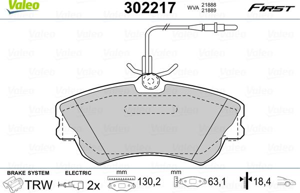 Valeo 302217 - Комплект спирачно феродо, дискови спирачки vvparts.bg