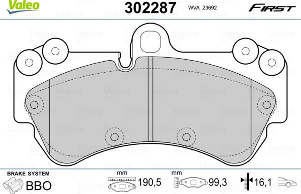 Valeo 302287 - Комплект спирачно феродо, дискови спирачки vvparts.bg