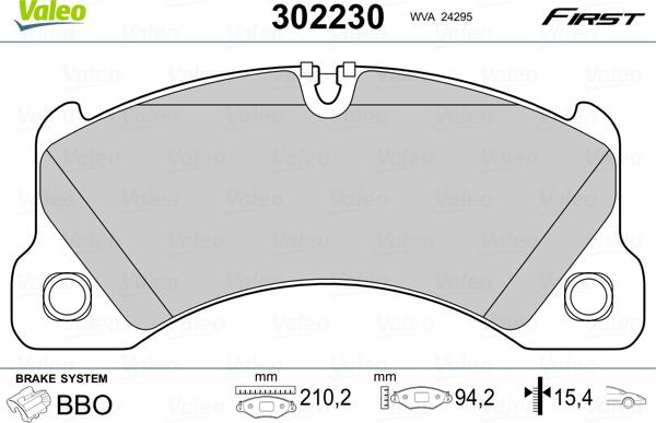 Valeo 302230 - Комплект спирачно феродо, дискови спирачки vvparts.bg