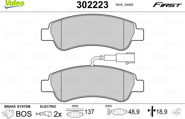 Valeo 302223 - Комплект спирачно феродо, дискови спирачки vvparts.bg