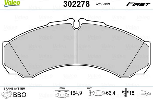 Valeo 302278 - Комплект спирачно феродо, дискови спирачки vvparts.bg