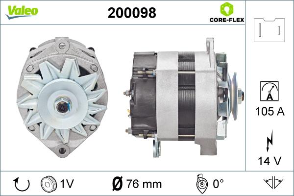 Valeo 200098 - Генератор vvparts.bg