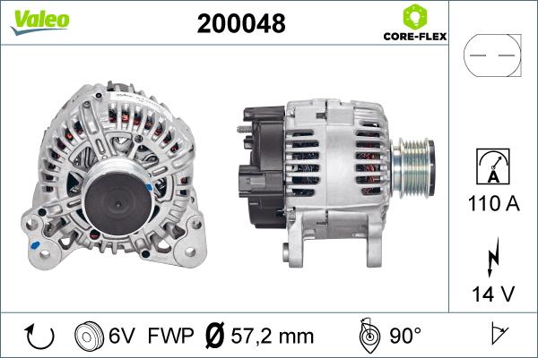 Valeo 200048 - Генератор vvparts.bg