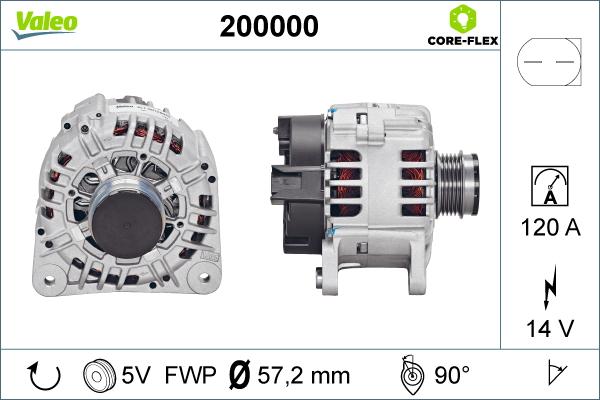 Valeo 200000 - Генератор vvparts.bg