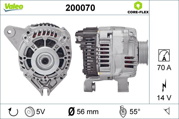 Valeo 200070 - Генератор vvparts.bg