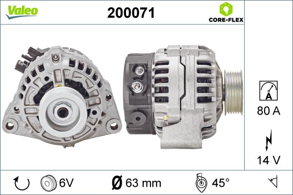 Valeo 200071 - Генератор vvparts.bg