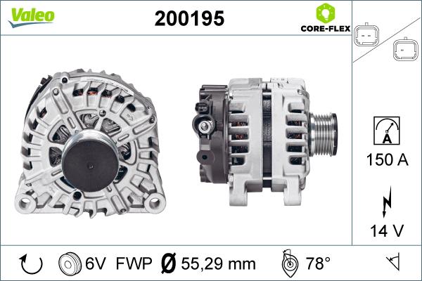 Valeo 200195 - Генератор vvparts.bg