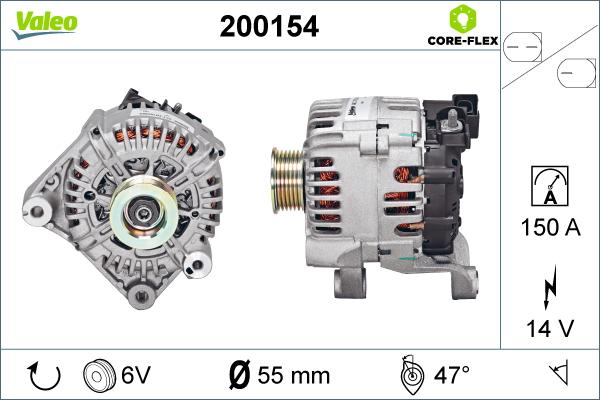 Valeo 200154 - Генератор vvparts.bg