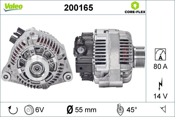 Valeo 200165 - Генератор vvparts.bg