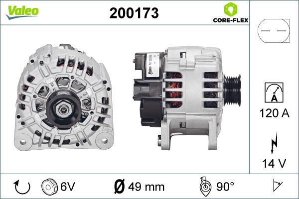 Valeo 200173 - Генератор vvparts.bg