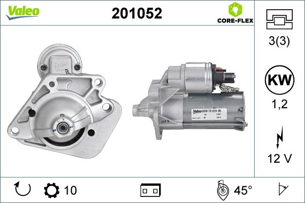 Valeo 201052 - Стартер vvparts.bg