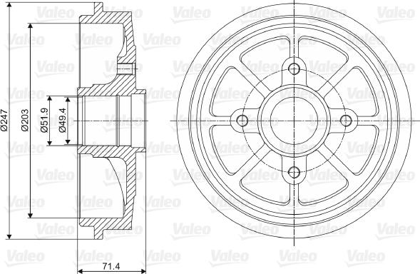 Valeo 237097 - Спирачен барабан vvparts.bg