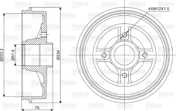 Valeo 237008 - Спирачен барабан vvparts.bg