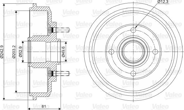 Valeo 237012 - Спирачен барабан vvparts.bg