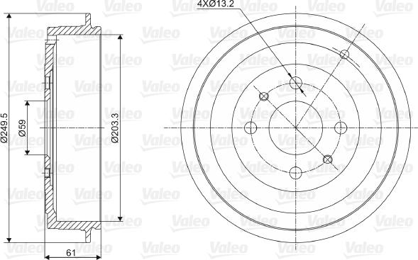 Valeo 237021 - Спирачен барабан vvparts.bg