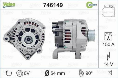 Valeo 746149 - Генератор vvparts.bg