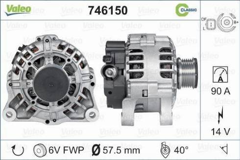 Valeo 746150 - Генератор vvparts.bg