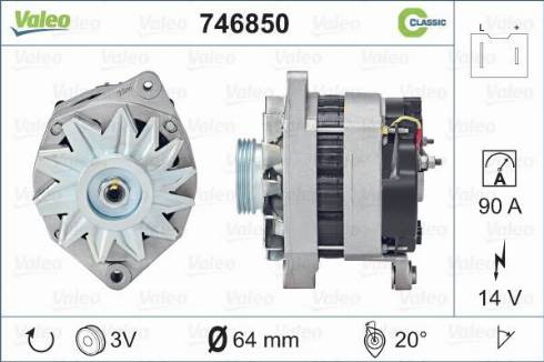 Valeo 746850 - Генератор vvparts.bg