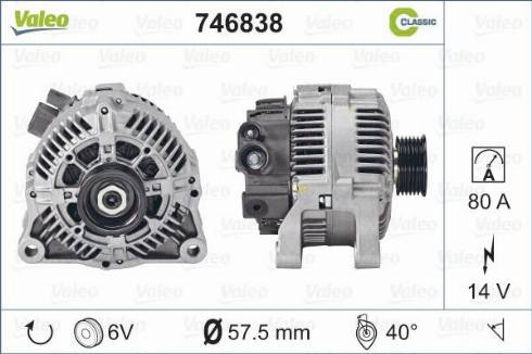 Valeo 746838 - Генератор vvparts.bg