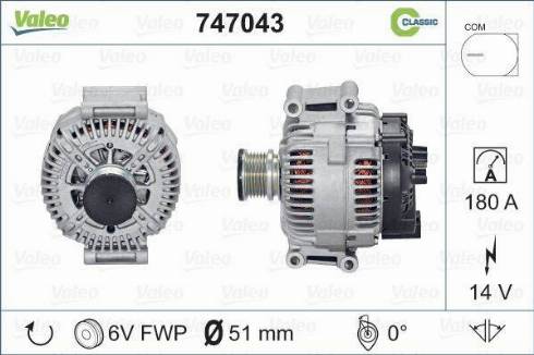 Valeo 747043 - Генератор vvparts.bg