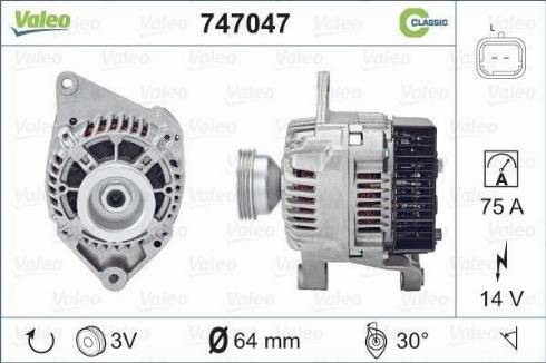 Valeo 747047 - Генератор vvparts.bg