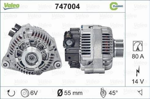 Valeo 747004 - Генератор vvparts.bg