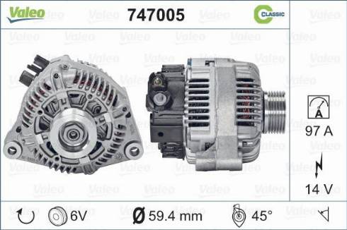 Valeo 747005 - Генератор vvparts.bg