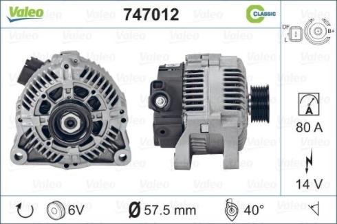 Valeo 747012 - Генератор vvparts.bg