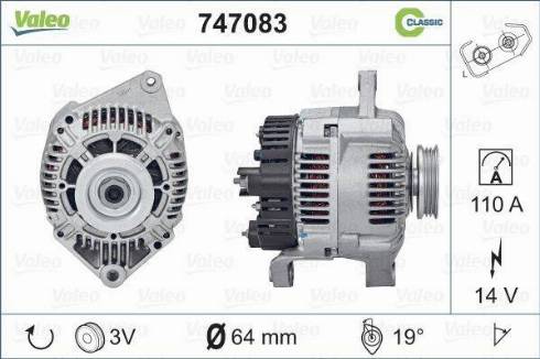 Valeo 747083 - Генератор vvparts.bg