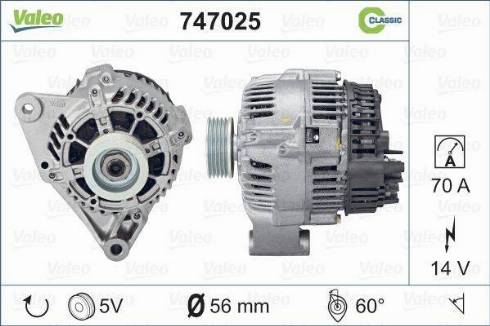 Valeo 747025 - Генератор vvparts.bg