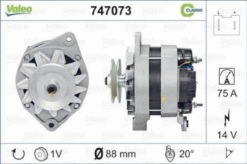 Valeo 747073 - Генератор vvparts.bg