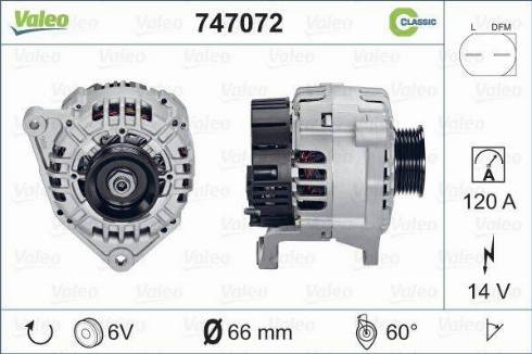 Valeo 747072 - Генератор vvparts.bg