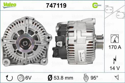 Valeo 747119 - Генератор vvparts.bg