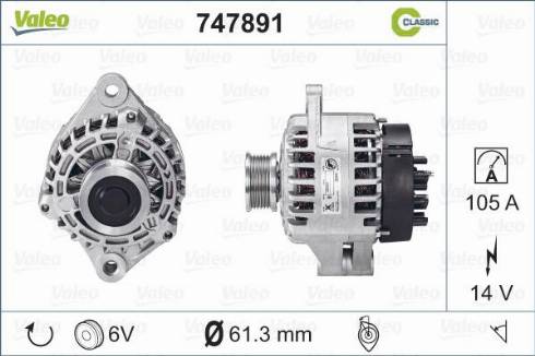 Valeo 747891 - Генератор vvparts.bg