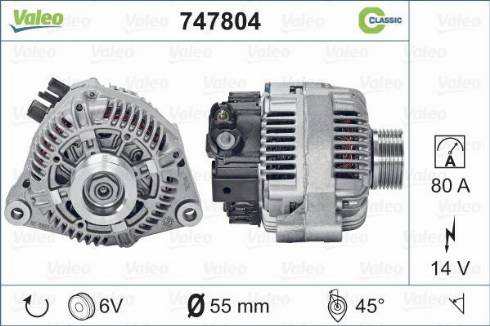 Valeo 747804 - Генератор vvparts.bg